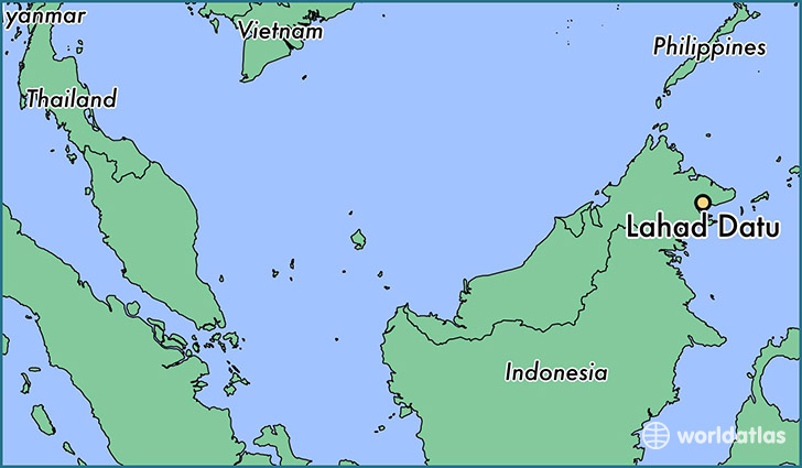 map showing the location of Lahad Datu