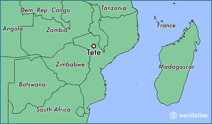 map showing the location of Tete