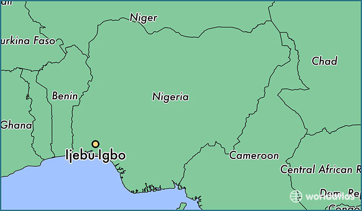 map showing the location of Ijebu-Igbo