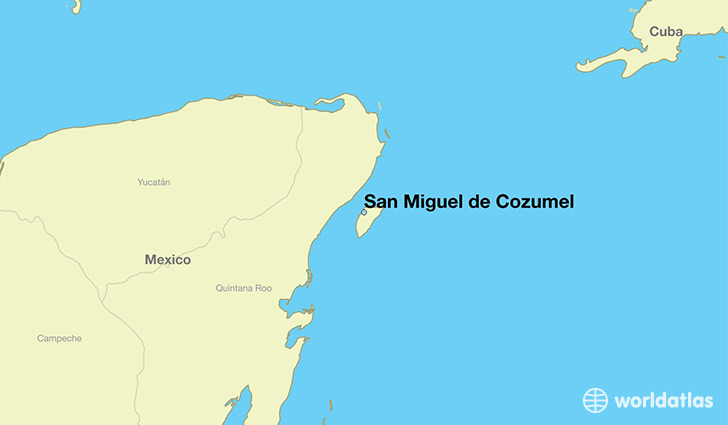 map showing the location of San Miguel de Cozumel