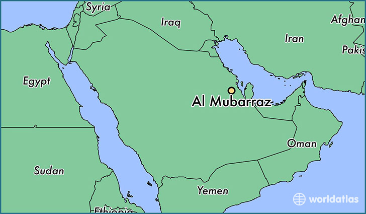map showing the location of Al Mubarraz