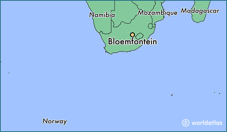 map showing the location of Bloemfontein