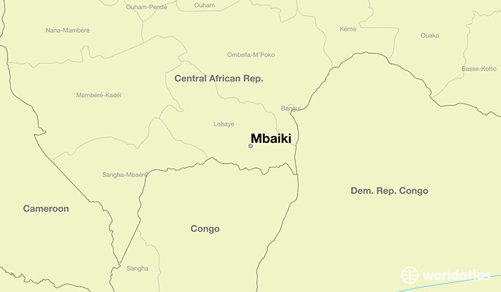 map showing the location of Mbaiki
