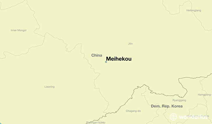 map showing the location of Meihekou