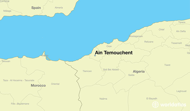 map showing the location of Ain Temouchent