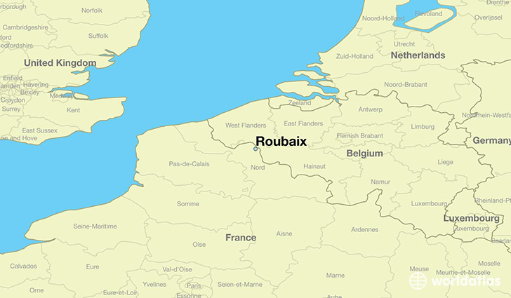 map showing the location of Roubaix