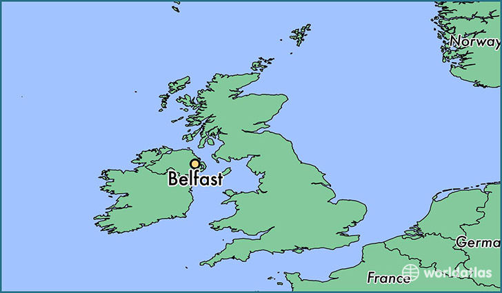 map showing the location of Belfast