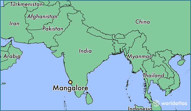 map showing the location of Mangalore