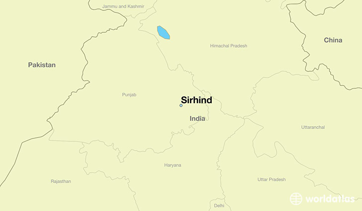 map showing the location of Sirhind