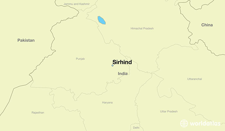 map showing the location of Sirhind