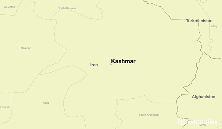 map showing the location of Kashmar