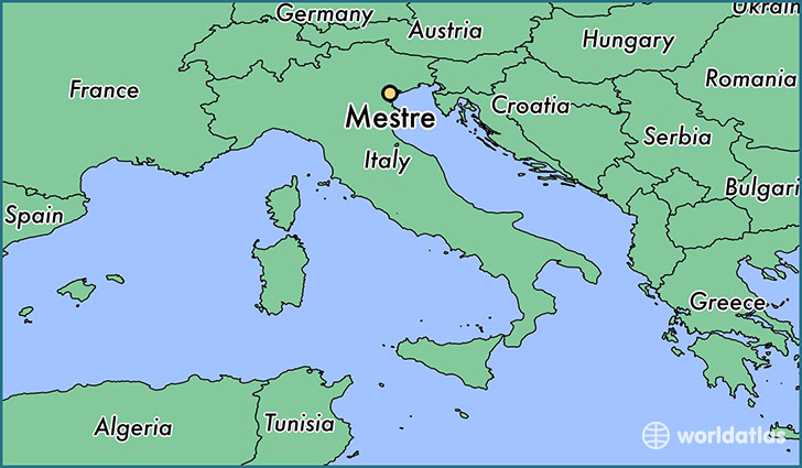 map showing the location of Mestre
