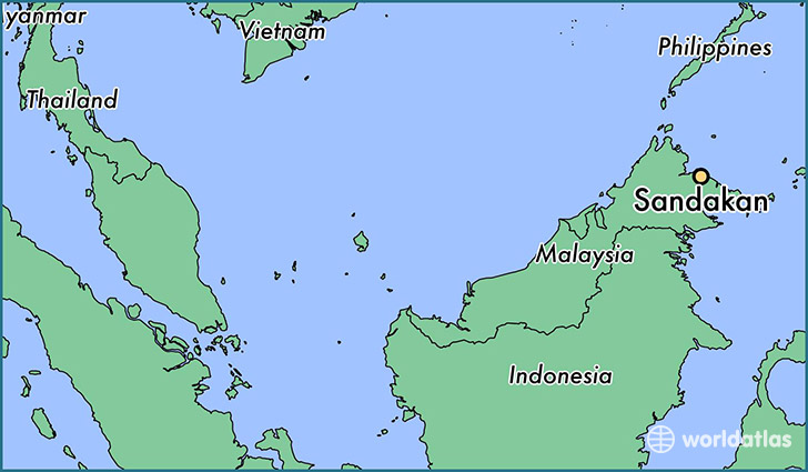 map showing the location of Sandakan