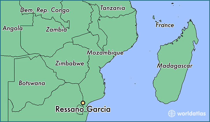 map showing the location of Ressano Garcia
