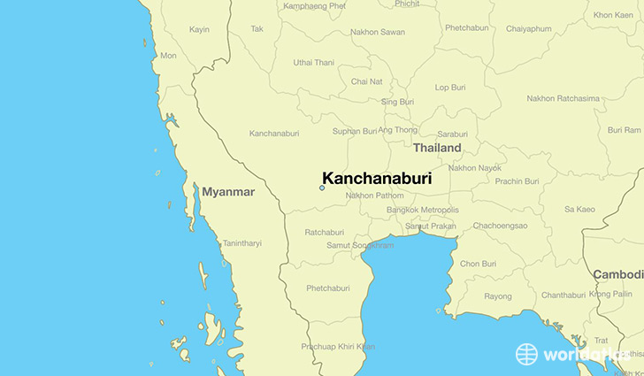 map showing the location of Kanchanaburi