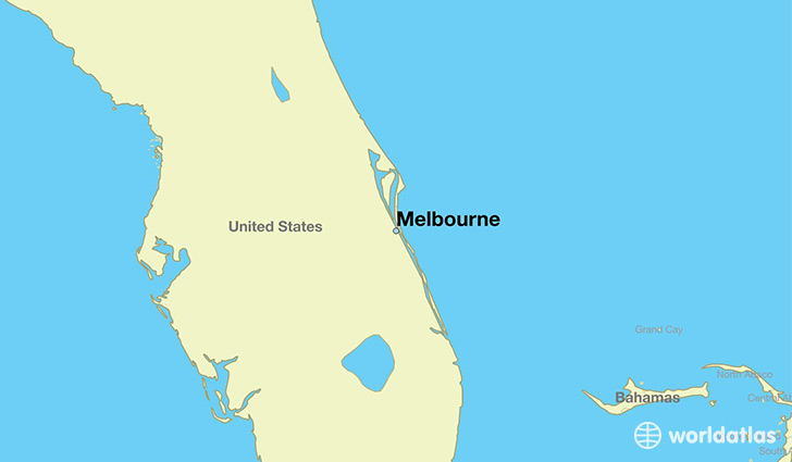 map showing the location of Melbourne