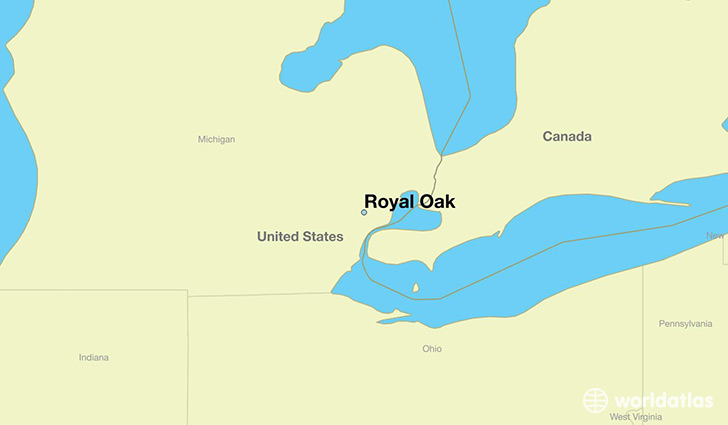 map showing the location of Royal Oak