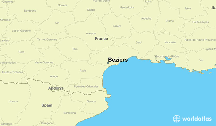 map showing the location of Beziers