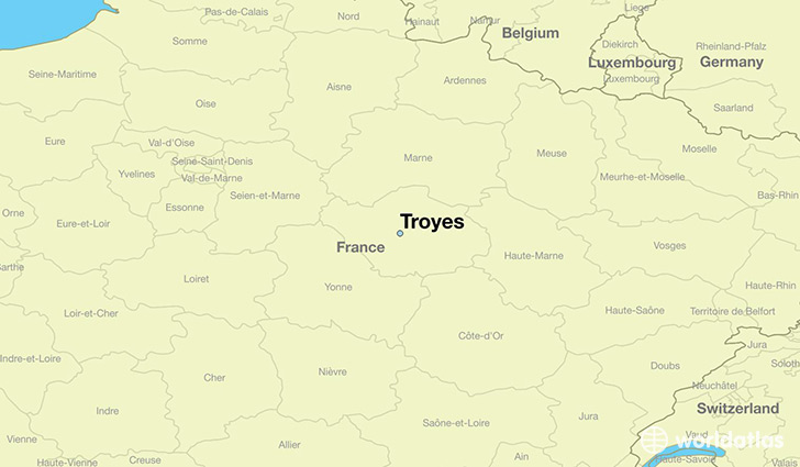 map showing the location of Troyes