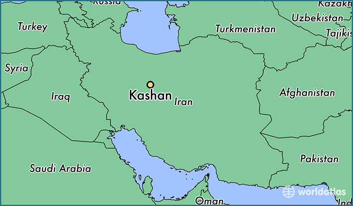 map showing the location of Kashan