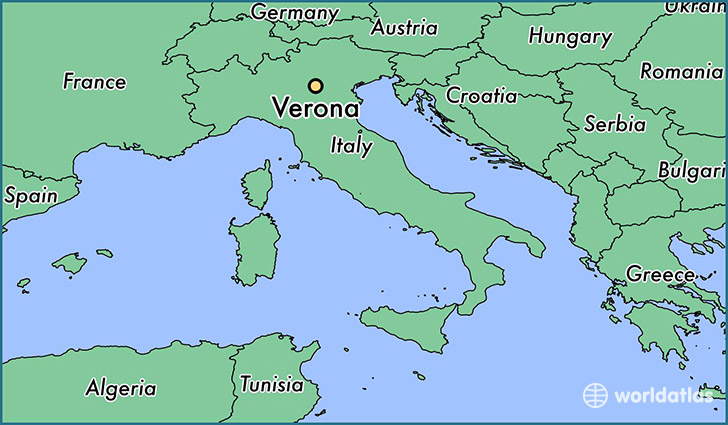 map showing the location of Verona