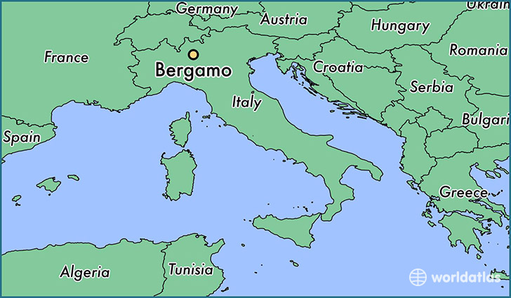 map showing the location of Bergamo