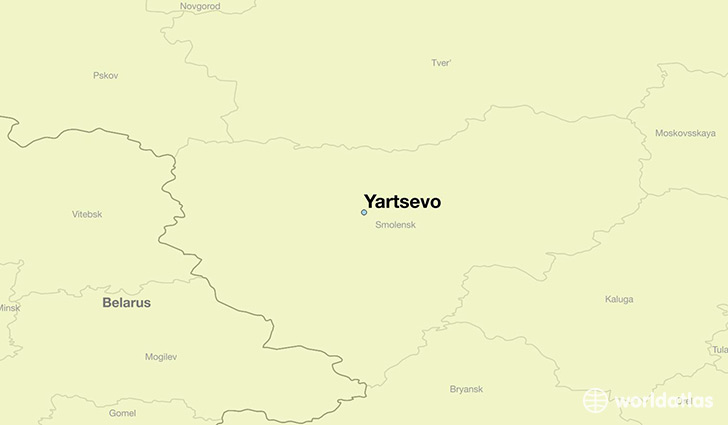 map showing the location of Yartsevo