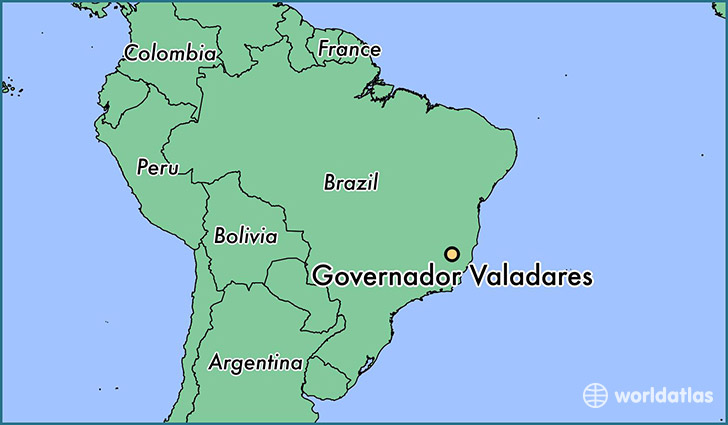 map showing the location of Governador Valadares