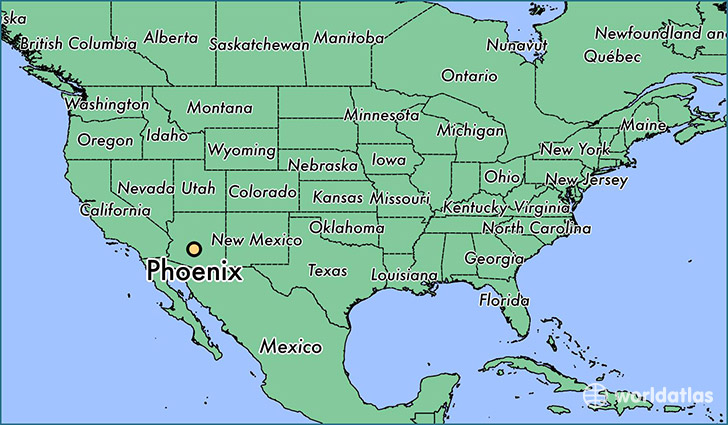 map showing the location of Phoenix
