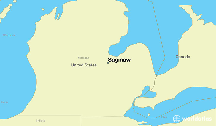 map showing the location of Saginaw