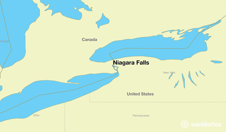 map showing the location of Niagara Falls