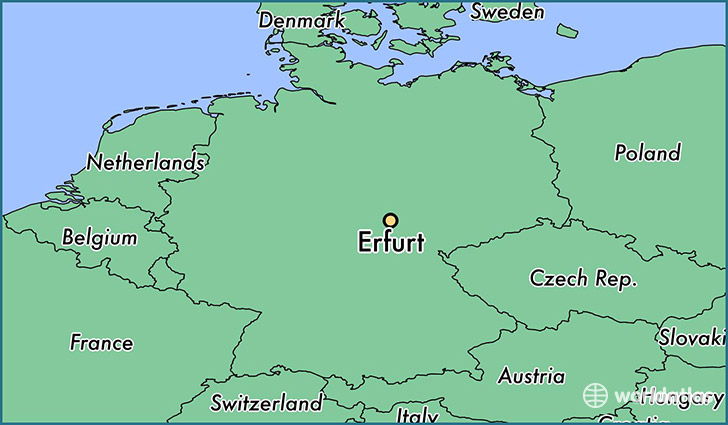 map showing the location of Erfurt