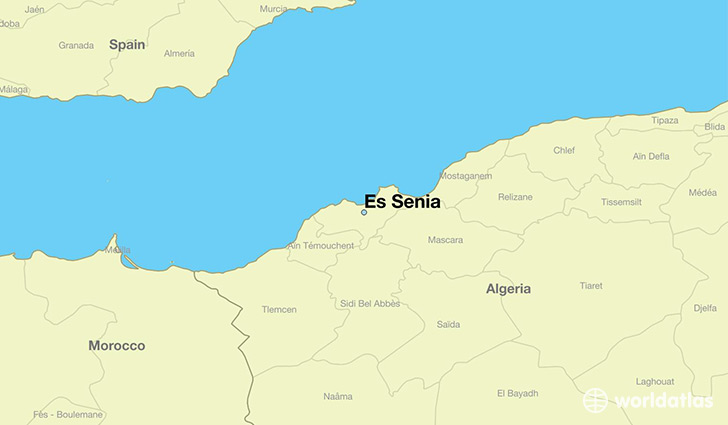 map showing the location of Es Senia