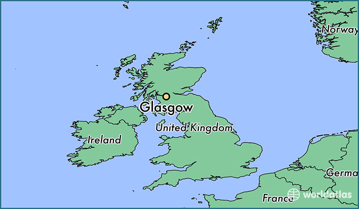 map showing the location of Glasgow