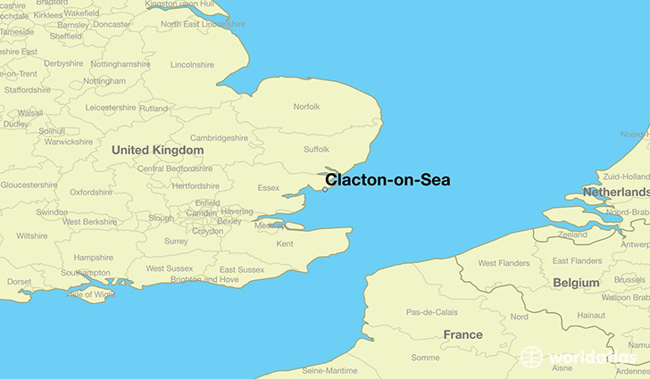 map showing the location of Clacton-on-Sea