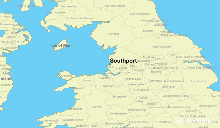 map showing the location of Southport