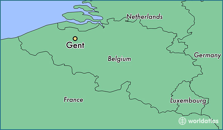 map showing the location of Gent