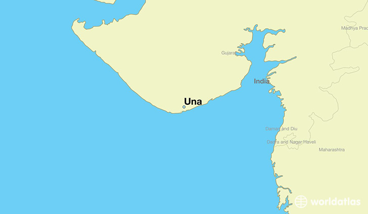 map showing the location of Una