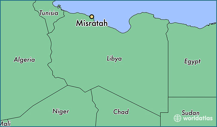 map showing the location of Misratah