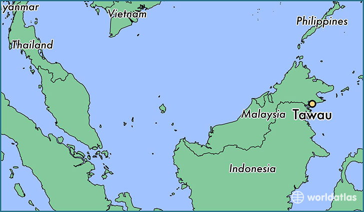 map showing the location of Tawau