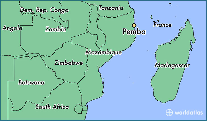 map showing the location of Pemba