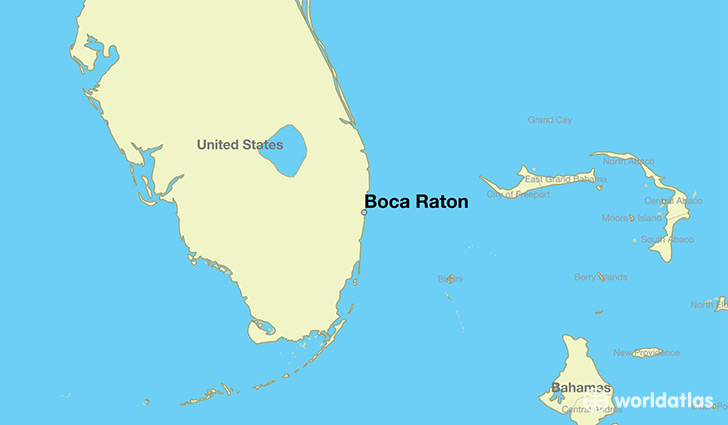 map showing the location of Boca Raton