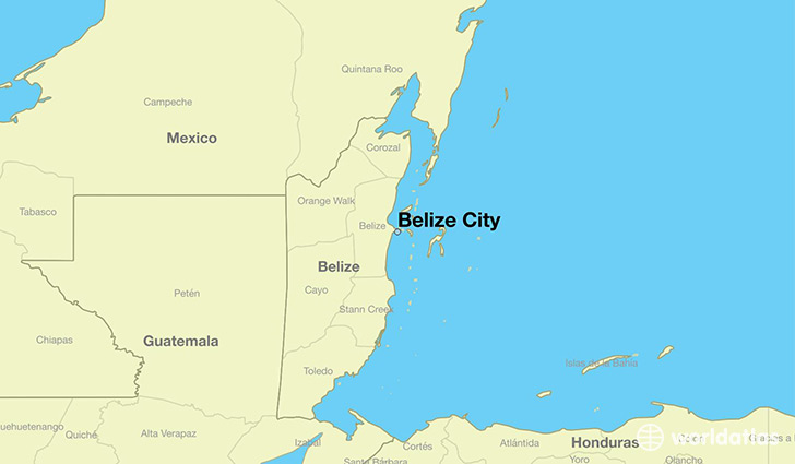 map showing the location of Belize City