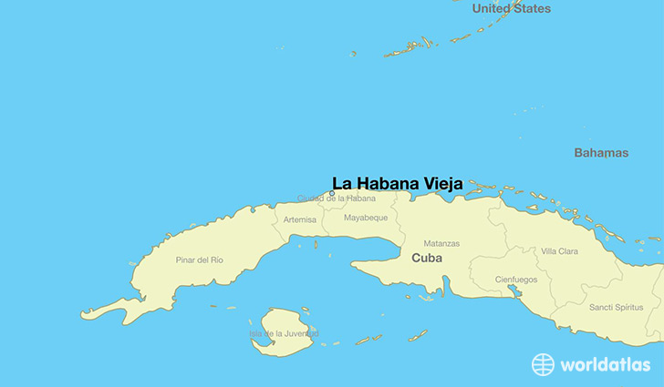 map showing the location of La Habana Vieja