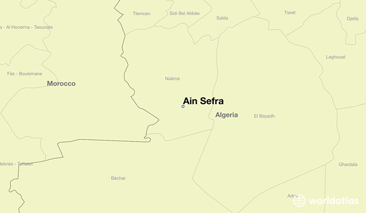 map showing the location of Ain Sefra
