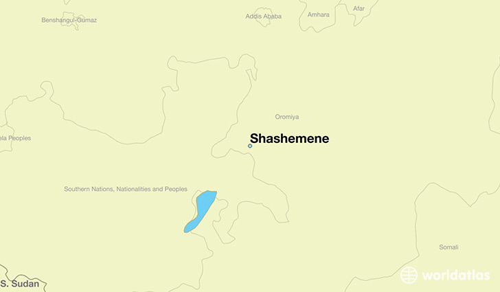 map showing the location of Shashemene