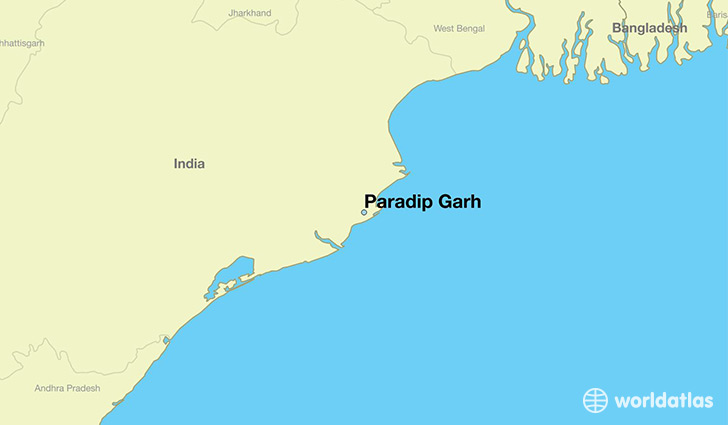 map showing the location of Paradip Garh