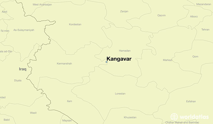 map showing the location of Kangavar