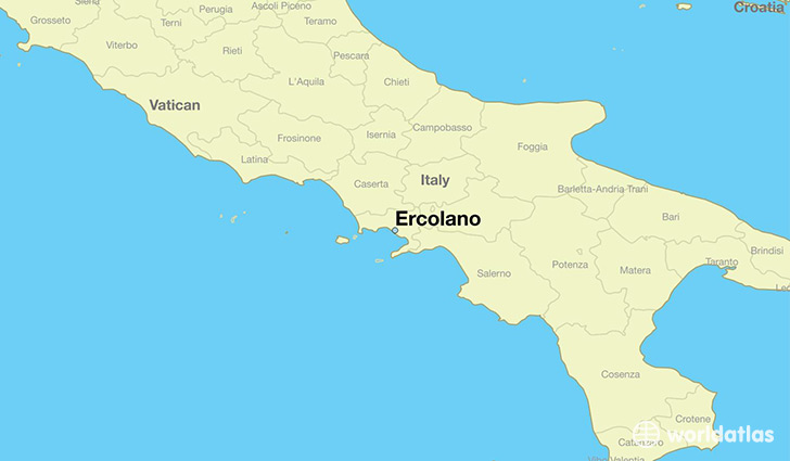 map showing the location of Ercolano