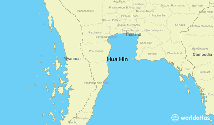 map showing the location of Hua Hin